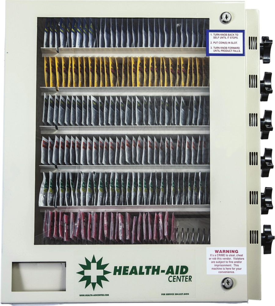 Health Aid 6 Select commercial wall-mounted vending machine